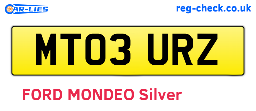 MT03URZ are the vehicle registration plates.