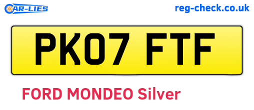 PK07FTF are the vehicle registration plates.