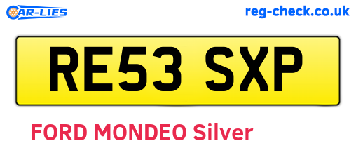RE53SXP are the vehicle registration plates.