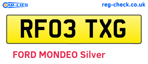 RF03TXG are the vehicle registration plates.