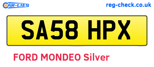 SA58HPX are the vehicle registration plates.