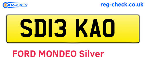 SD13KAO are the vehicle registration plates.