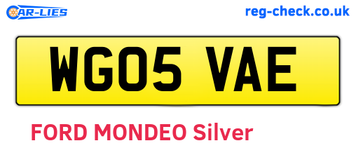 WG05VAE are the vehicle registration plates.