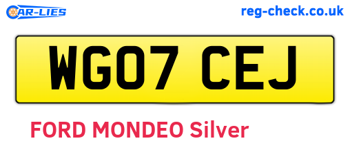 WG07CEJ are the vehicle registration plates.