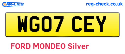 WG07CEY are the vehicle registration plates.