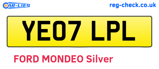 YE07LPL are the vehicle registration plates.