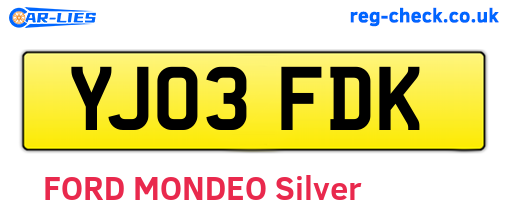 YJ03FDK are the vehicle registration plates.