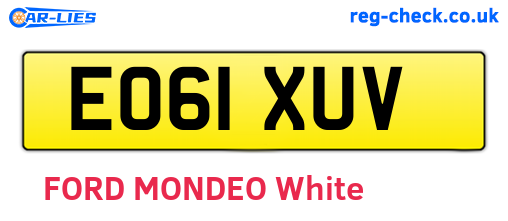 EO61XUV are the vehicle registration plates.