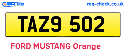 TAZ9502 are the vehicle registration plates.