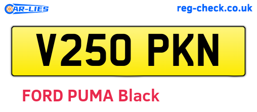 V250PKN are the vehicle registration plates.