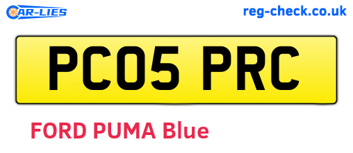 PC05PRC are the vehicle registration plates.