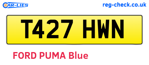 T427HWN are the vehicle registration plates.