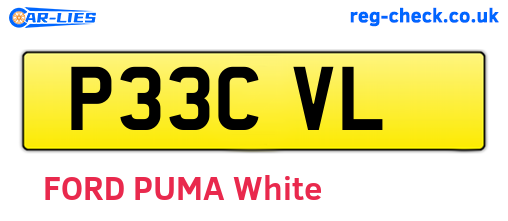 P33CVL are the vehicle registration plates.
