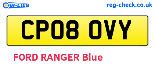 CP08OVY are the vehicle registration plates.