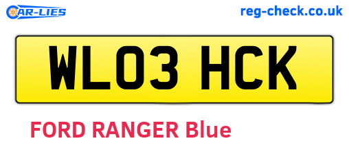 WL03HCK are the vehicle registration plates.