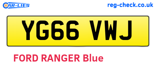 YG66VWJ are the vehicle registration plates.