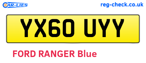 YX60UYY are the vehicle registration plates.