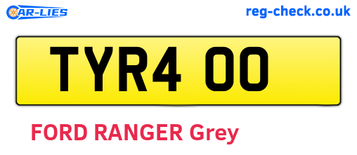 TYR400 are the vehicle registration plates.