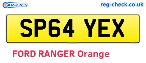 SP64YEX are the vehicle registration plates.