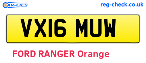 VX16MUW are the vehicle registration plates.