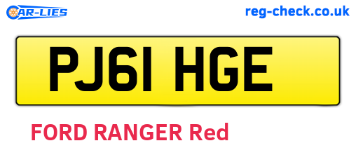 PJ61HGE are the vehicle registration plates.