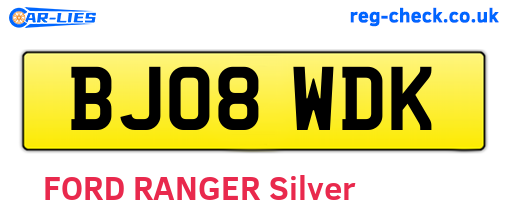 BJ08WDK are the vehicle registration plates.