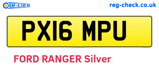 PX16MPU are the vehicle registration plates.