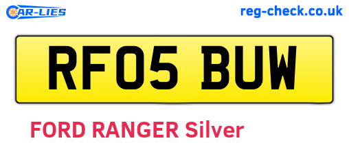 RF05BUW are the vehicle registration plates.