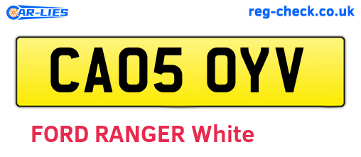 CA05OYV are the vehicle registration plates.