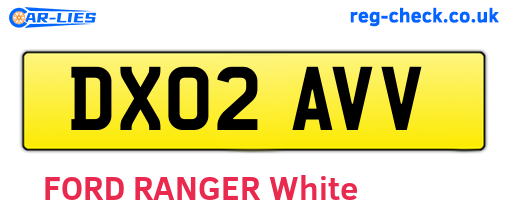 DX02AVV are the vehicle registration plates.