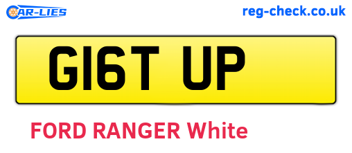 G16TUP are the vehicle registration plates.