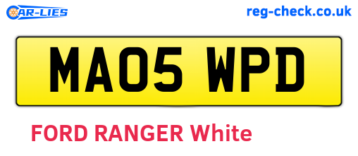 MA05WPD are the vehicle registration plates.