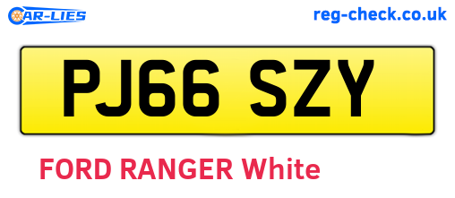 PJ66SZY are the vehicle registration plates.