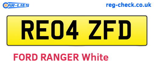 RE04ZFD are the vehicle registration plates.