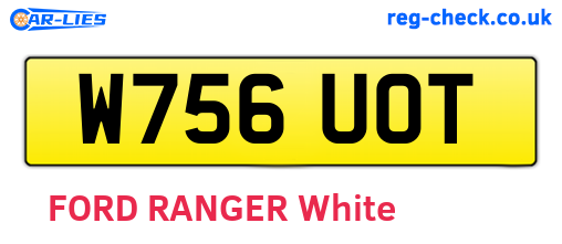 W756UOT are the vehicle registration plates.