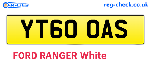 YT60OAS are the vehicle registration plates.