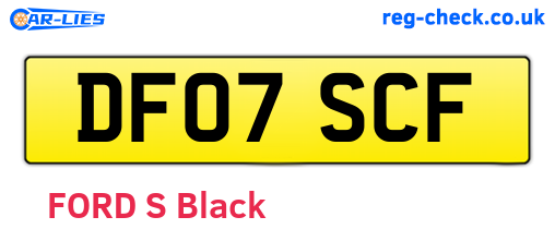 DF07SCF are the vehicle registration plates.