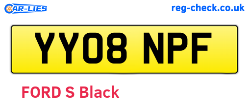 YY08NPF are the vehicle registration plates.