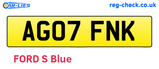 AG07FNK are the vehicle registration plates.