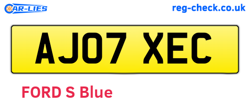 AJ07XEC are the vehicle registration plates.