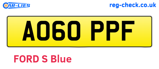 AO60PPF are the vehicle registration plates.