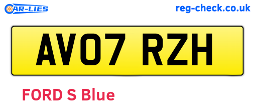 AV07RZH are the vehicle registration plates.