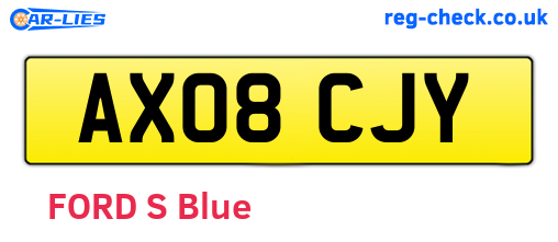 AX08CJY are the vehicle registration plates.