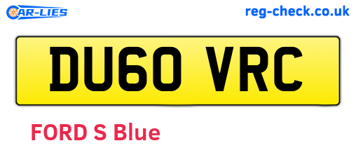 DU60VRC are the vehicle registration plates.