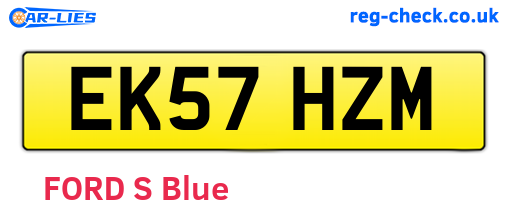 EK57HZM are the vehicle registration plates.