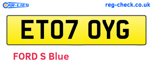 ET07OYG are the vehicle registration plates.