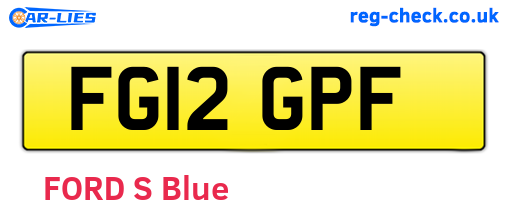 FG12GPF are the vehicle registration plates.