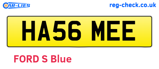 HA56MEE are the vehicle registration plates.