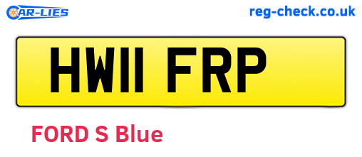 HW11FRP are the vehicle registration plates.