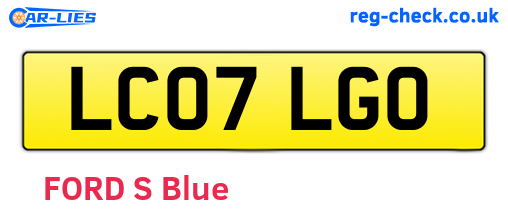 LC07LGO are the vehicle registration plates.